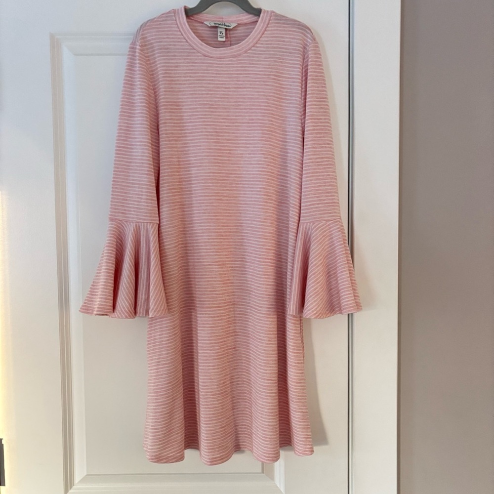 Speechless Light Pink Striped Bell Sleeve Casual Dress